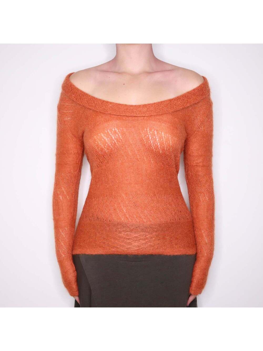 Y2K Italian Orange Mohair Blend Sweater (M)
